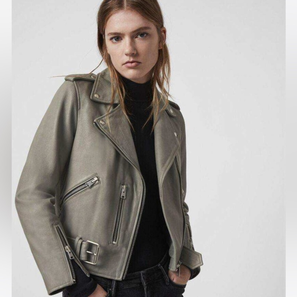 Allsaints Balfern biker jacket NWOt! Blue-gray
